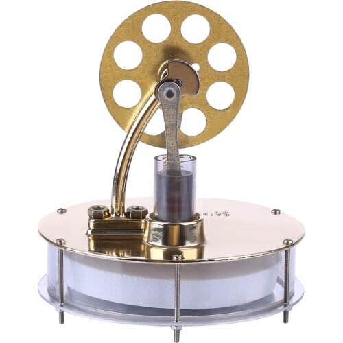 Easy Operation Low Temperature Boiling Water Self Rotation Stirling Engine Model Building Instresting Kit- Golden