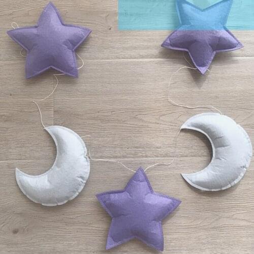 Simple Felt Fabric String Star Garland Party Banner Tent Bed Mat Baby Shower Bunting Ornament For Kids Room Hanging Wall Decor
