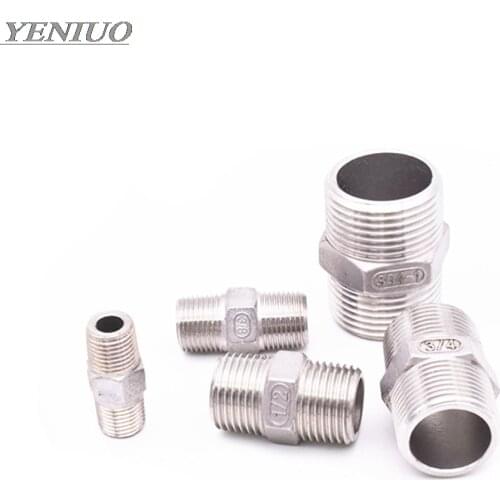 1/8" 1/4" 3/8" 1/2" 3/4" 1" 1-1/4" 1-1/2" BSP Male to Male Thread Hex Nipple Threaded Reducer Pipe Fitting Stainless Steel 304