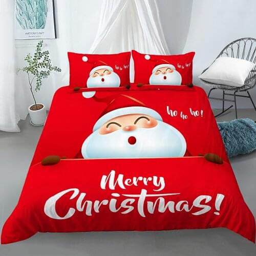 Merry Christmas Santa Claus Snowman Pattern Duvet Cover Bedding Set for Bedding Room Quilt Covers Home Xmas Bed Decoration
