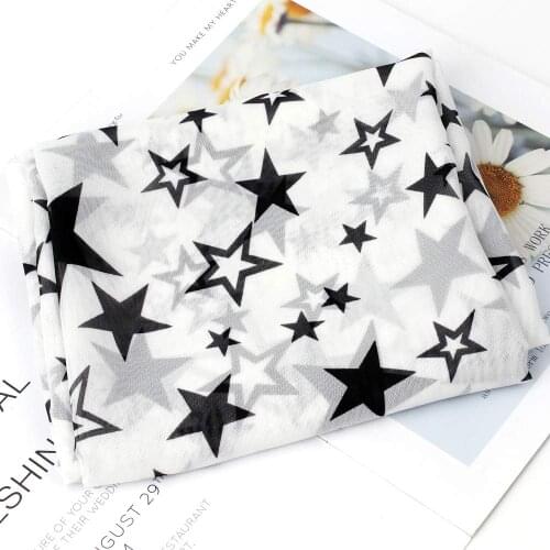 IBOWS 90*150cm Chiffon Fabric Star Printed Cloth Thin Fabric DIY Dress Clothes Silk Scarf Soft Home Textile Curtain Material
