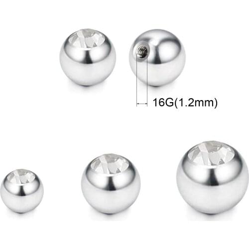 10pcs Piercing Replacement Spare BALLS Labret Barbell Bar Clean Cubic Zirconia bead Piercing Attachments 14g 16g Body Jewelry