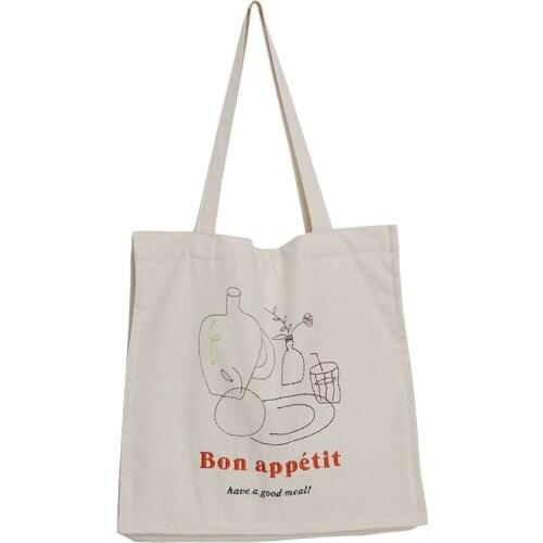 Harajuku Stick Figure Printing Shoulder Bag Summer New Womens Casual Large-capacity Shopping Bag Reusable Luxury Handbag