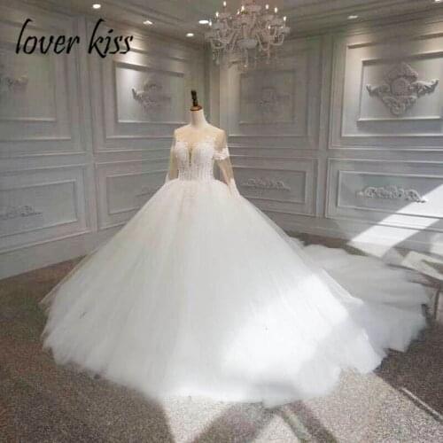 Lover Kiss Vestido De Noiva Long Sleeve Gelinlik Wedding Dresses Beading Pearls Princess Bridal Gown Bruidsjurken Robe de mariee