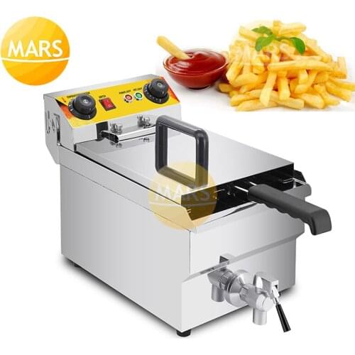 Heavy Duty Electric Deep Fryer with Strainer 17L Fried Chicken Frying Machine Stainless Steel Fryer for Food Chips Potato Fries