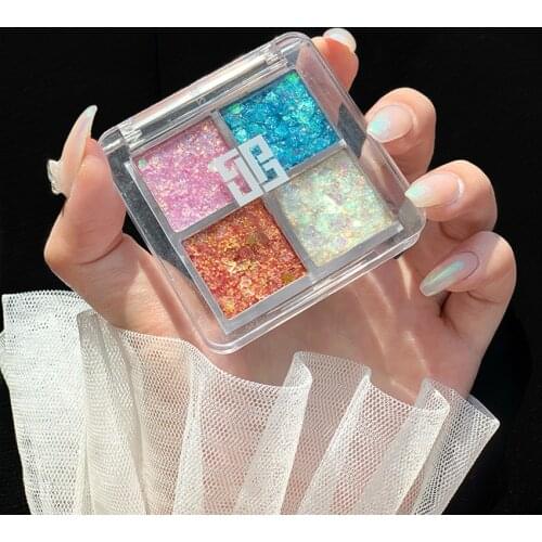 4 Colors Eyeshadow Makeup Nail Art Pigment Glitter Shimmer High Pigmented Makeup Eye Shadow Powder Cosmetics Gifts