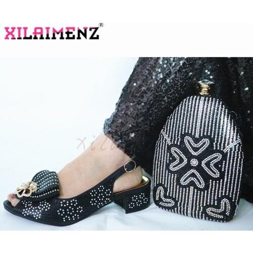 Comfortable heels 3.5cm Pumps African Sandalsl with Matching Bag Italian Design African Nigeria Shoes and Bag Set for Parties
