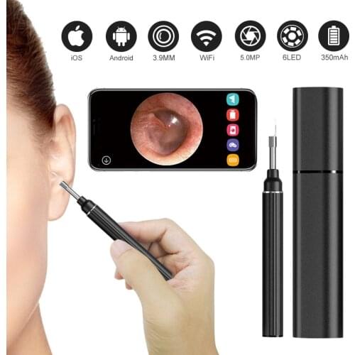 Ear Camera 5.0MP 1080P FHD WiFi Ear Scope Wireless iPhone Ear Scope Camera with 6-Axis Gyroscope For Android iOS Smartphone