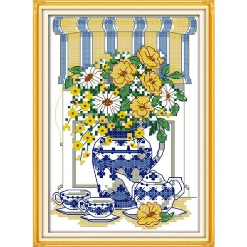 Everlasting Love Afternoon Tea Time (3) Chinese Cross Stitch Kits Ecological Cotton Fabric DIY Christmas Decorations For Home