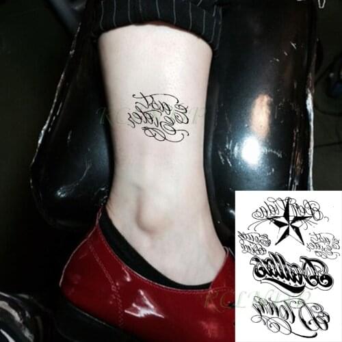 Waterproof Temporary Tattoo Sticker Star Letter English Word Style Design Fake Tatto Flash Tatoo Back Leg Art for Women Men