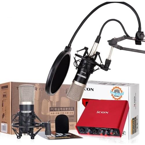 High quality original Takstar PC-K500 condenser microphone with ICON Mobile U sound card for Internet karaoke,personal recording