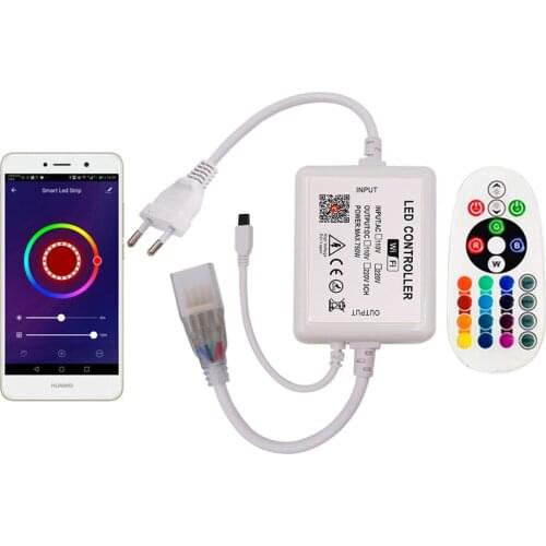 Wifi RGB Controller with 24 Keys IR Remote Control 750W 8mm 10mm PCB AC110V US Plug AC220V EU AU UK Plug for LED Neon Strip