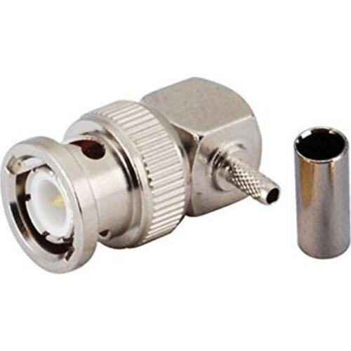 Factory sales RF connector BNC male Right angle crimp connector for RG316 RG174 LMR100 cable fast ship