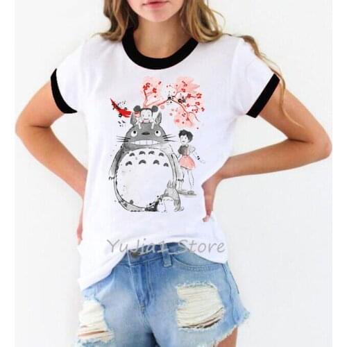 Women Tshirt 2019 Watercolor totoro t shirt femme harajuku summer shirt Spirit Away t-shirt Miyazaki Hayao Anime kawaii clothes