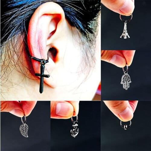 Gothic Black Cross Nose Ring Body Accessories for Women Skeleton Ear Bone Nails Lip Piercing Jewelry Stud Earrings Wholesale