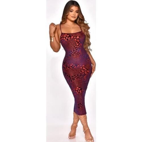 Spaghetti Strap Wrap Chest Elegant Midi Robes Cross Lace Up Backless Bodycon Long Dresses Printed Skinny Party Festival Vestidos