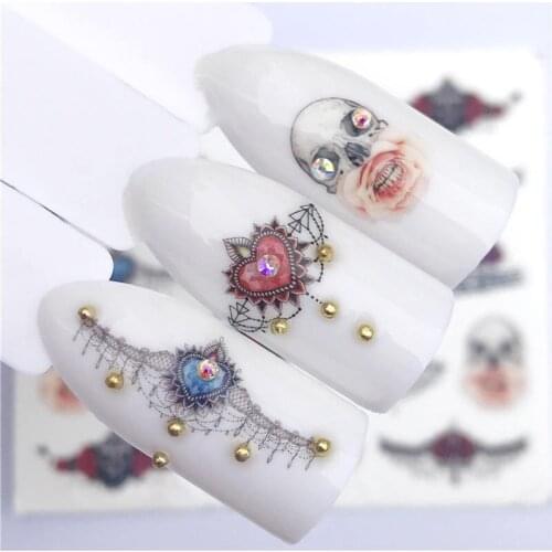 YZWLE 1 Sheet Easter Elements Design For Nail Art Watermark Tattoo Decorations Nail Sticker Water Transfer Decals Decoration