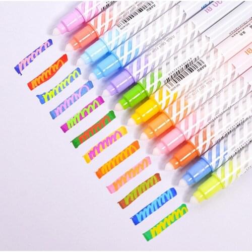 12pcs/set Double-end Magic Change Color Highlighter Marker Fluorescent Pen Kids DIY Painting Student Doodle Pen School Supply