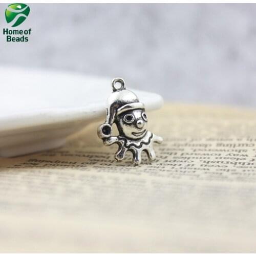 2020 Antique Silver Color DIY Clown Small Pendants For Handmade Jewelry Making (50 Pieces/pack)22x18mm ZA1238