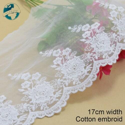 3yards 17CM Width Embroidery Lace Sewing Ribbon Guipure White Trim Diy Craft Supplier Garment Wedding Handmade Accessories#2642