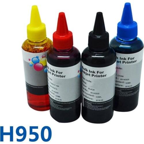 4*100ml For HP950 Hot Sale Optional Color Bulk Printer Dye Ink For HP Officejet 8610/8620/8630/8640/8660/8615/251DW/276DW