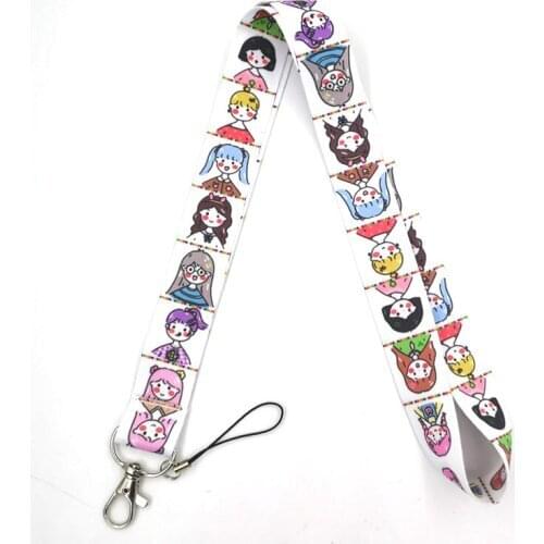Cute cartoon girl Neck Strap Lanyard keychain Mobile Phone Strap ID Badge Holder Key Chain Keyrings cosplay webbings ribbon