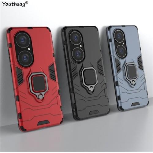 For Huawei P50 Pro Case for Huawei P50 Case Protector Rubber Silicone Armor Shell Finger Ring Cover For Huawei P50 Pro Cover