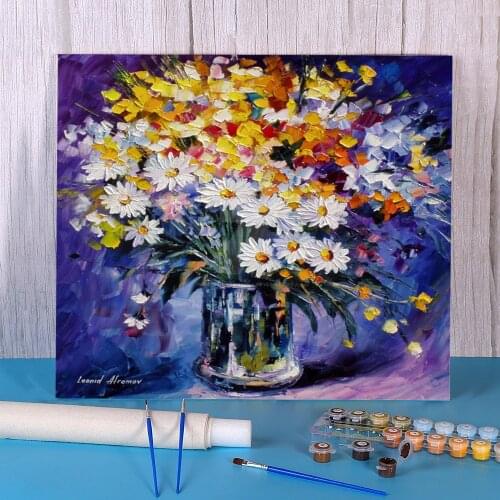Colored Flowers Painting By Numbers Package Acrylic Paints 40*50 Painting On Canvas Home Decor Crafts For Adults Handiwork