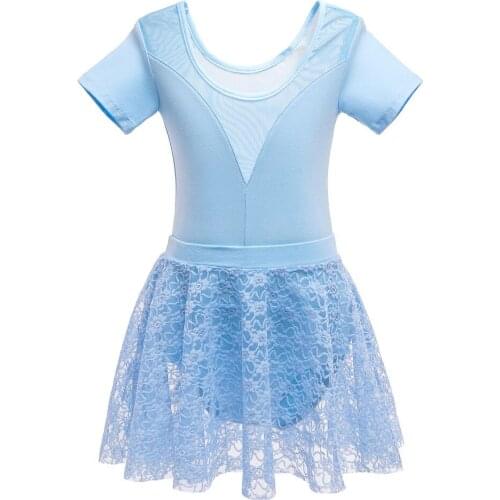 Childrens dancers summer costumes girls' exercises short sleeves Lycra cotton ballet leotard dance dress