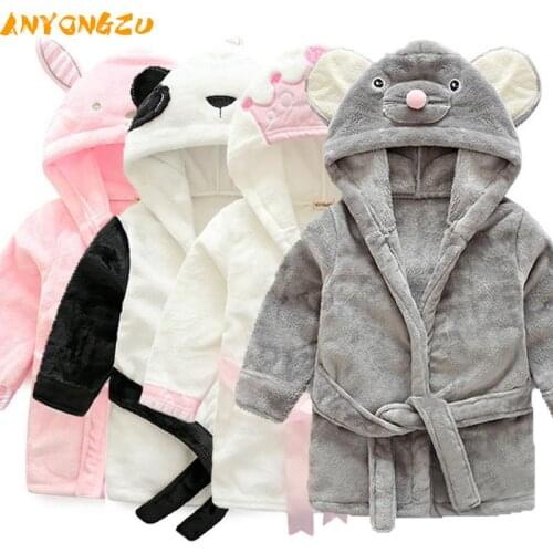 Cute Animaldesign Flannel Baby Hooded Bathrobe Kids Pajamas Sleepwear Wrap Ultra Soft Bath Towel 0-4Years Old Toddler cartoon