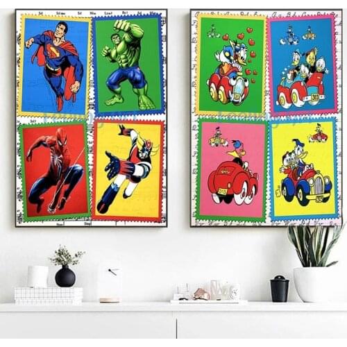 Disney Cartoon Canvas MickeyMinnie Mouse Canvas Painting Posters and Super Hero Prints Cuadros Wall Art Picture for Kids Room