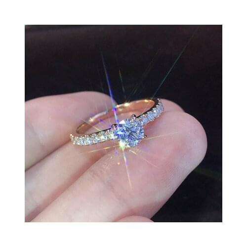 Classic Wedding Ring Opal Crystal Zirconia Finger Rings for Women Simple Engagement Anniversary Jewelry Wife Girlfriend Gifts