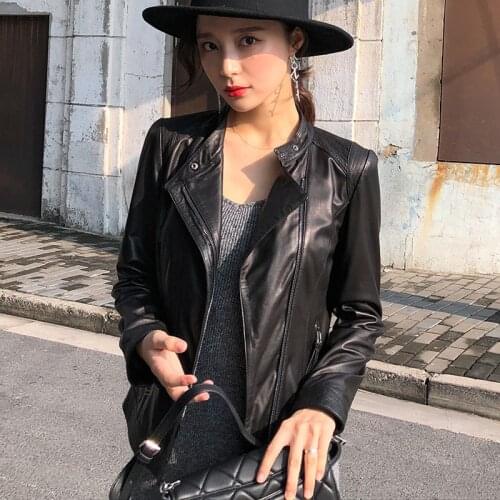 Leather Jacket Women Sheepskin Genuine Leather Jacket Short Slim Real Leather Jacket Plus Size Chaqueta Mujer