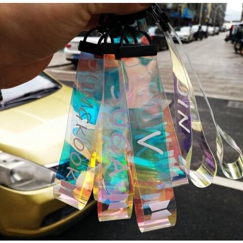 KPOP Bangtan Boys Stray Kids Laser Transparent Name Strip, Mobile Phone Bag Lanyard, Key Chain Jewelry Custom Made