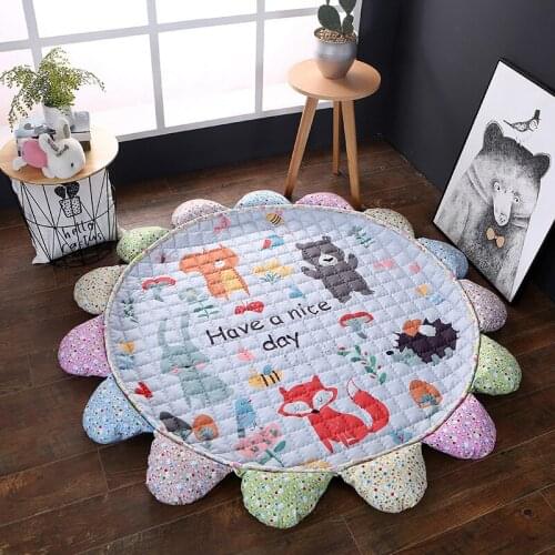 Animal Round Area Rug Baby Play Rug Soft Plush Nursery Rugs Non-Slip Children Carpet for Bedroom Home Decor Rugs Picnic Carpet