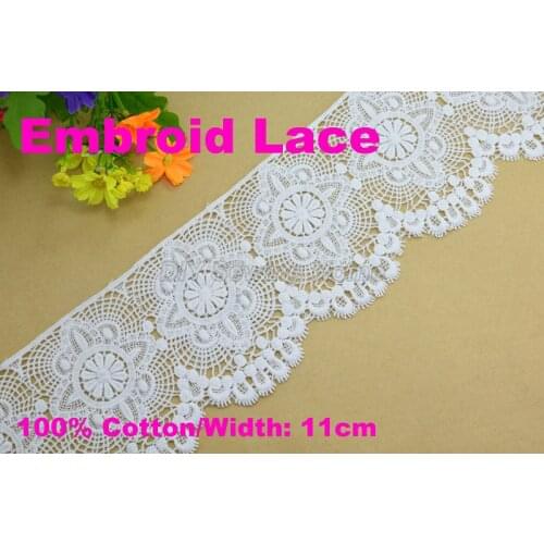 11cm width 100% cotton lace sewing ribbon guipure lace trim or fabric warp knitting DIY Garment Accessories free shipping#3273