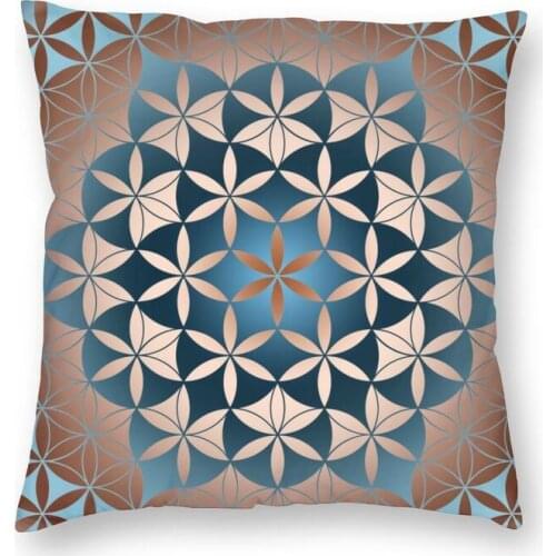 Flower Of Life Mandala Pattern Square Pillowcover Decoration Sacred Geometry Cushions Throw Pillow For Living Room Double-Sided