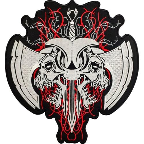 Sword Skull Embroidery Iron on Patch Applied to Appliqued Clothes Motorcycle Biker Jackets Vests for DIY Clothing Accessories