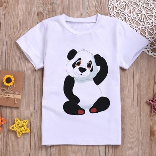 Newest 2019 Baby Girl Clothes Funny Kawaii Panda Cute Cartoon Boys T Shirt Fashion Short Sleeve Print T-shirt Summer Kids Shirt