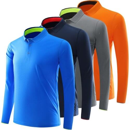 2021 Spring and Summer New Mens Golf Wear Quick-Drying Fabric Long Sleeves Fitness Lapel Sport Shirt Polyester Golf Shirt