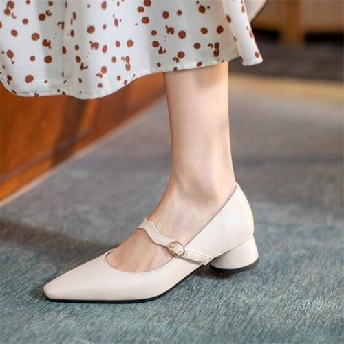New High Heels Shoes Women beige Wedding Shoes Thick High Heels Fashion Party Pumps Footwear Comfortable Big Size 32- 43
