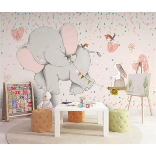 Custom papel pared infantil, cartoon elephant wallpaper mural for children room bedroom sofa backdrop home decor papel de parede