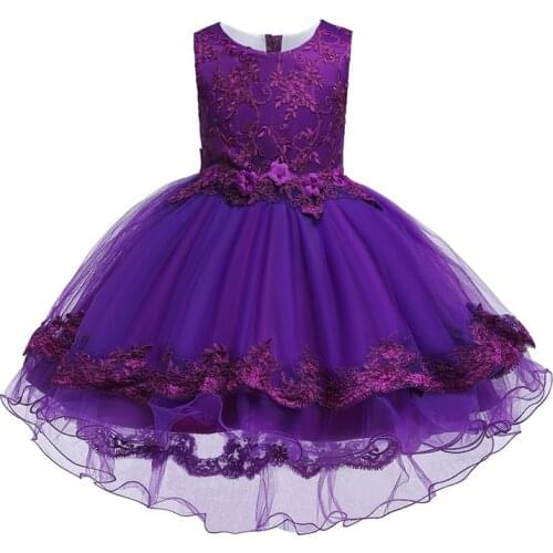 Girls Trumpet Dress Princess Dresses For Girl Kids purple Flower Wedding Party Dress Little Girl School Clothes 3 4 5 6 8 Years