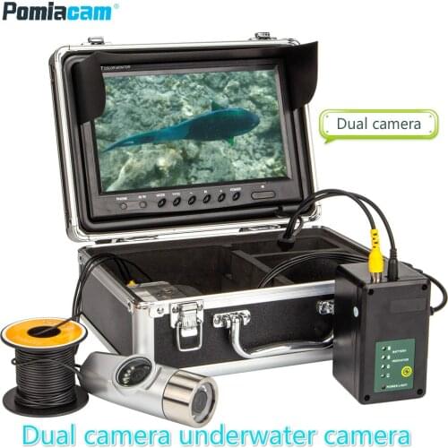 WF21 Dual camera Underwater Fishing Camera Double Lamp 8LED 9" Inch 15M 30M Night Vision 92 Degrees Sea /Ice Camera