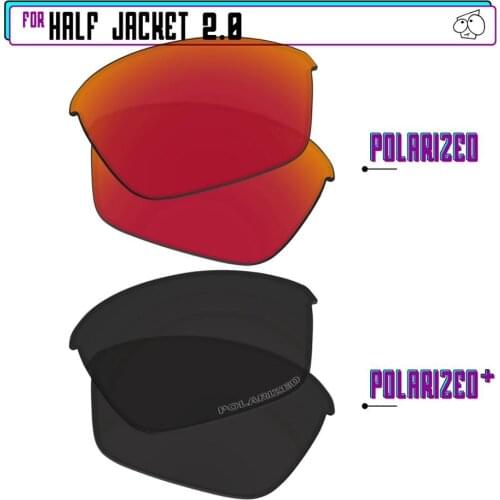 EZReplace Polarized Replacement Lenses for - Oakley Half Jacket 2.0 Sunglasses - Black P Plus-Red P