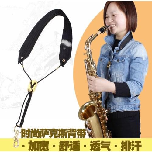 Saxophone Neck Strap with Comfortable Soft-Padded, Adjustable Harness Belt and Metal Hook for Tenor Alto Sax and Clarinets
