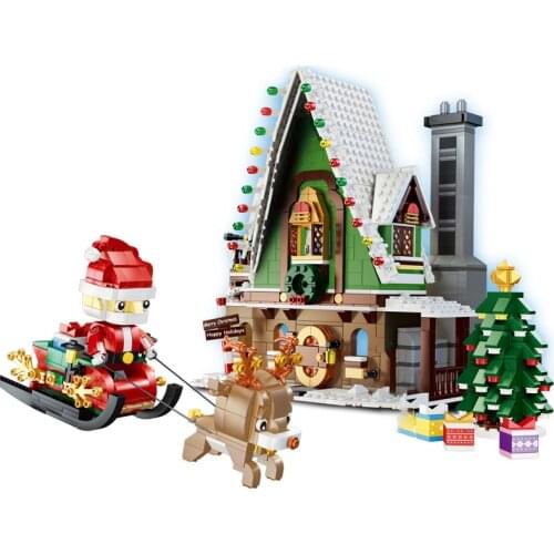 Christmas Elf Club House Tree Santa Claus Brickheadz Building Blocks DIY Model Bricks Kids Girl Boys Creative Winter Village Set