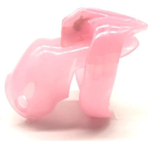 Pink HT V4 Super Small Male Chastity Cage with 4 Penis Ring Plastic Cock Cage Penis Bondage Fetish Chastity Belt Adult Sex Toy