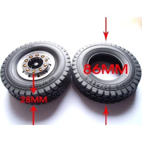 1/14 Tamiya Tractor 1.7'' Wheel Tire 85mm Rubber Tires 315/80/R22.5 Tire Skin Wheelswith 1.7 inch Wheel Hub for RC Trucks