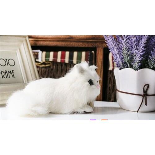 Cute simulation cat toy polyethylene&furs white lying cat doll gift about 18x9cm 2375